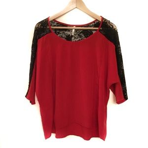 Bjewel Red/Black Blouses